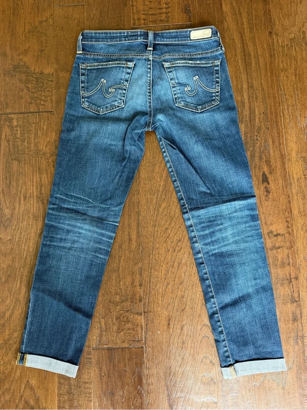 Ag Adriano Goldschmied Women's Cropped Ankle Jeans in Medium Blue Denim